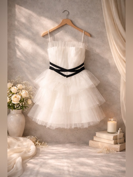 Anthropologie Maeve Strapless Tulle Dress White Tiered US 8 NWT